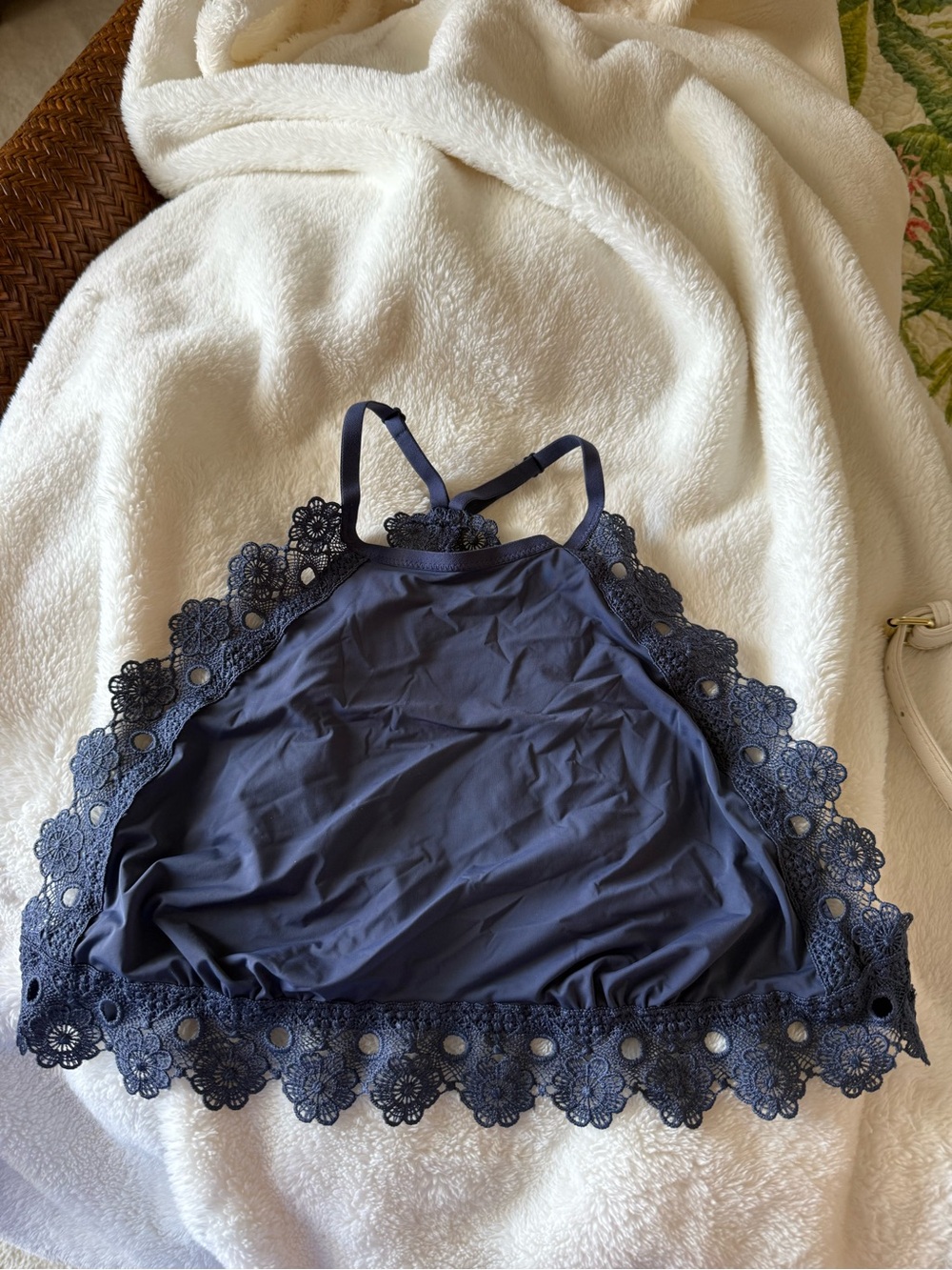 Sale-NWOT-Aerie Navy Lace High-Neck Bralette